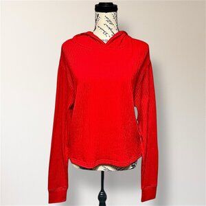 EleVen Venus Williams M Red Ribbed Pullover Hoodie Long Sleeve Tennis Athletic
